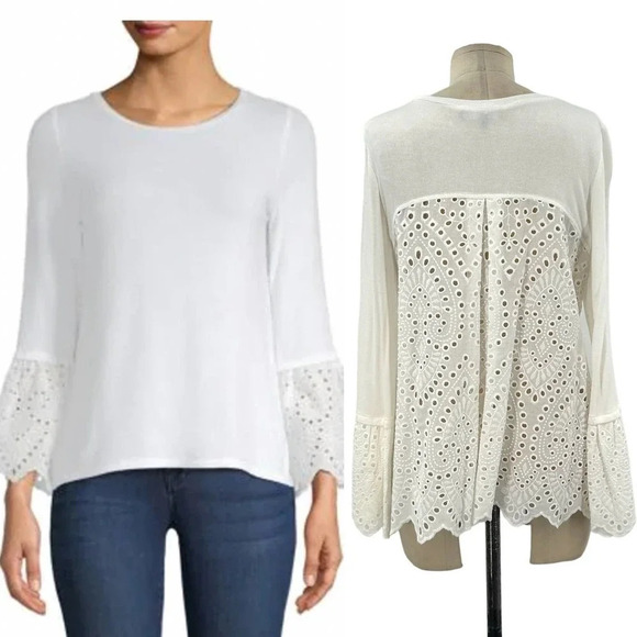 Generation Love‎ Nola Eyelet Lace Top In White Size Medium - Picture 1 of 11